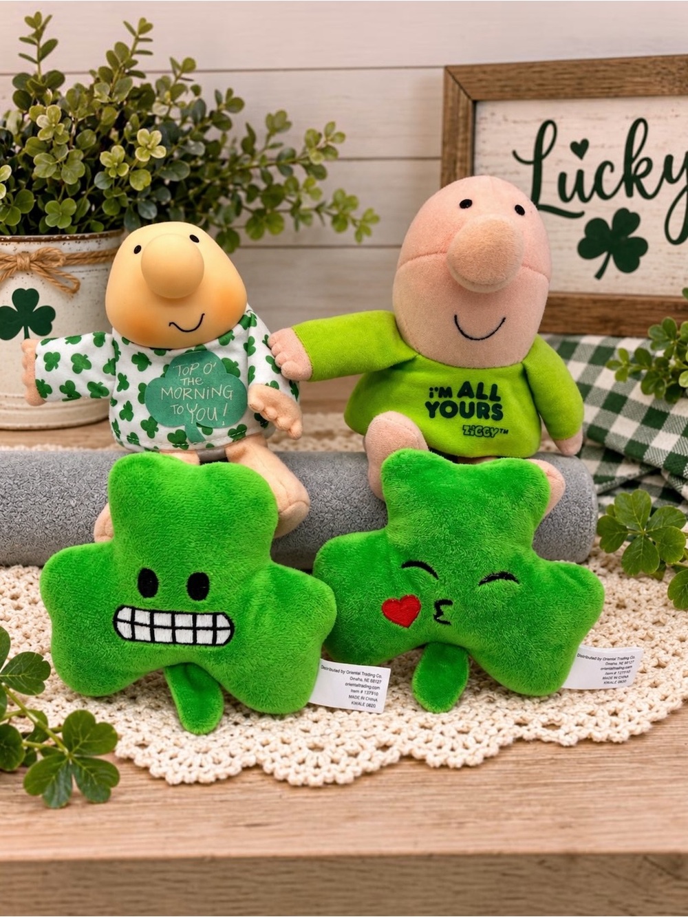 Vintage Ziggy St Patrick’s Day Plush Lot of 4 1981 1994 Shamrock Dolls
